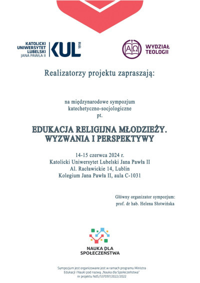 Międzynarodowe Sympozjum Katechetyczno-Socjologiczne pt. „Edukacja religijna młodzieży. Wyzwania i perspektywy”