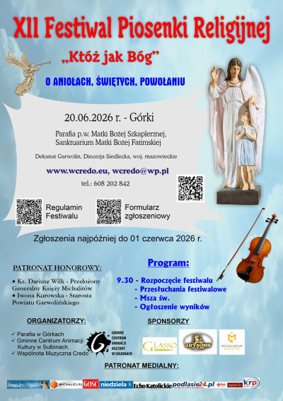 XII Festiwal Piosenki Religijnej "Któż jak Bóg" 2026 r. w Górkach